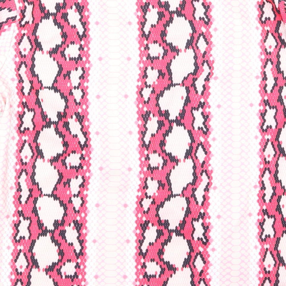 Moda Womens Pink Animal Print  Basic T-Shirt Size 10