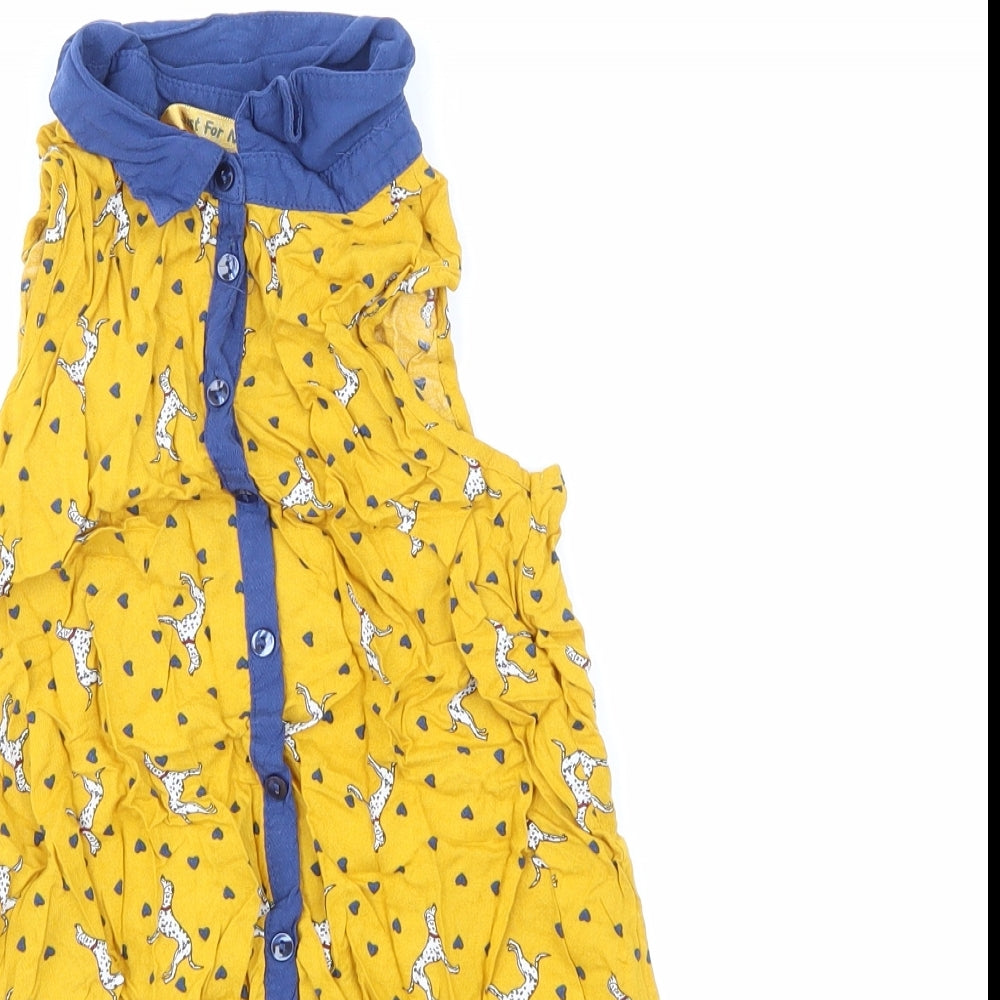 JUST FOR YOU Girls Yellow Animal Print  Basic Button-Up Size 10-11 Years