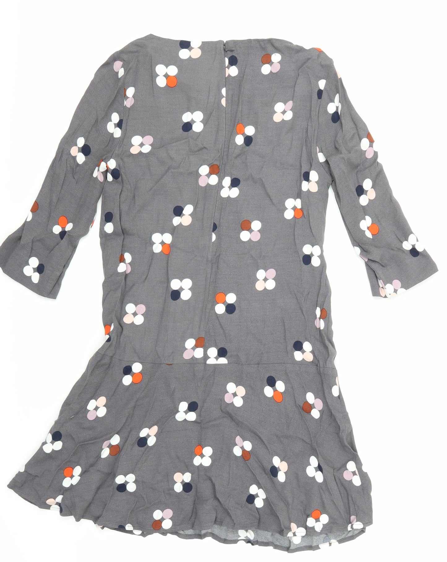 White Stuff Womens Grey Polka Dot  Skater Dress  Size 10