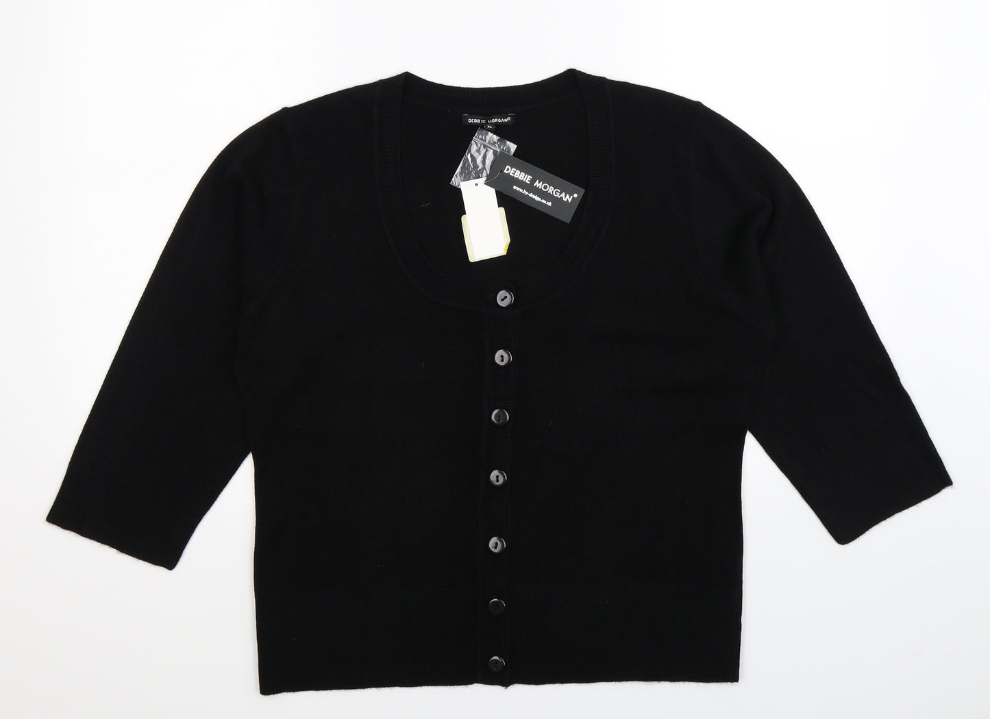 Debbie Morgan Womens Black  Knit Cardigan Jumper Size XL