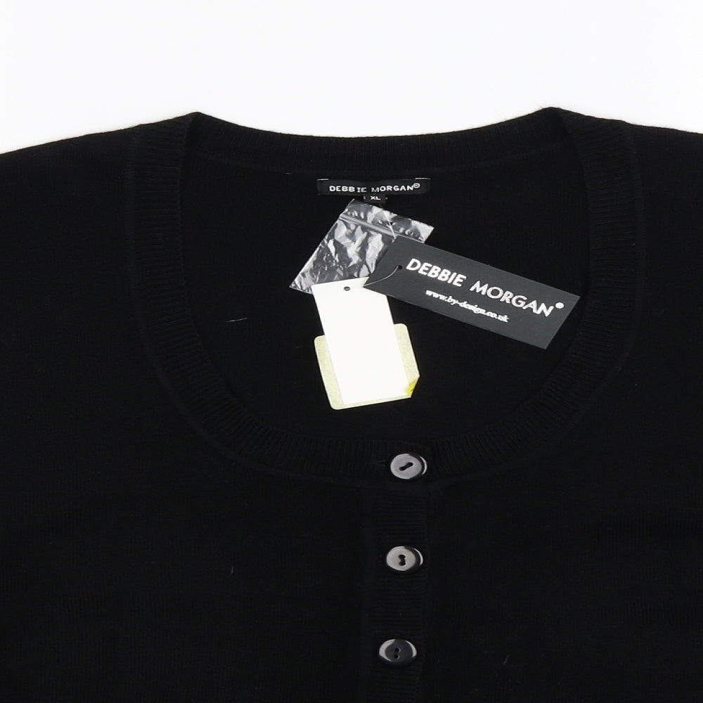 Debbie Morgan Womens Black  Knit Cardigan Jumper Size XL