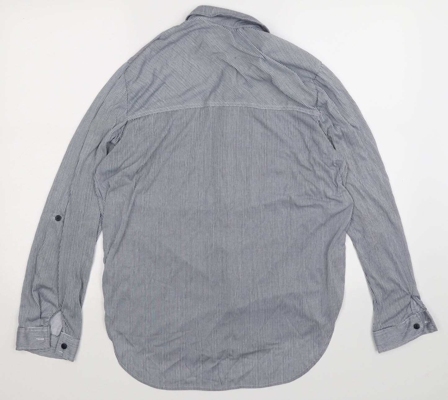 Passport Womens Blue Striped  Basic Button-Up Size XL