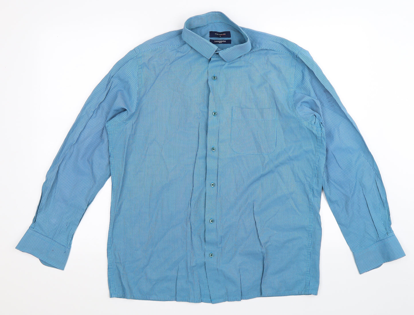 Peter England Mens Blue Striped   Dress Shirt Size 42