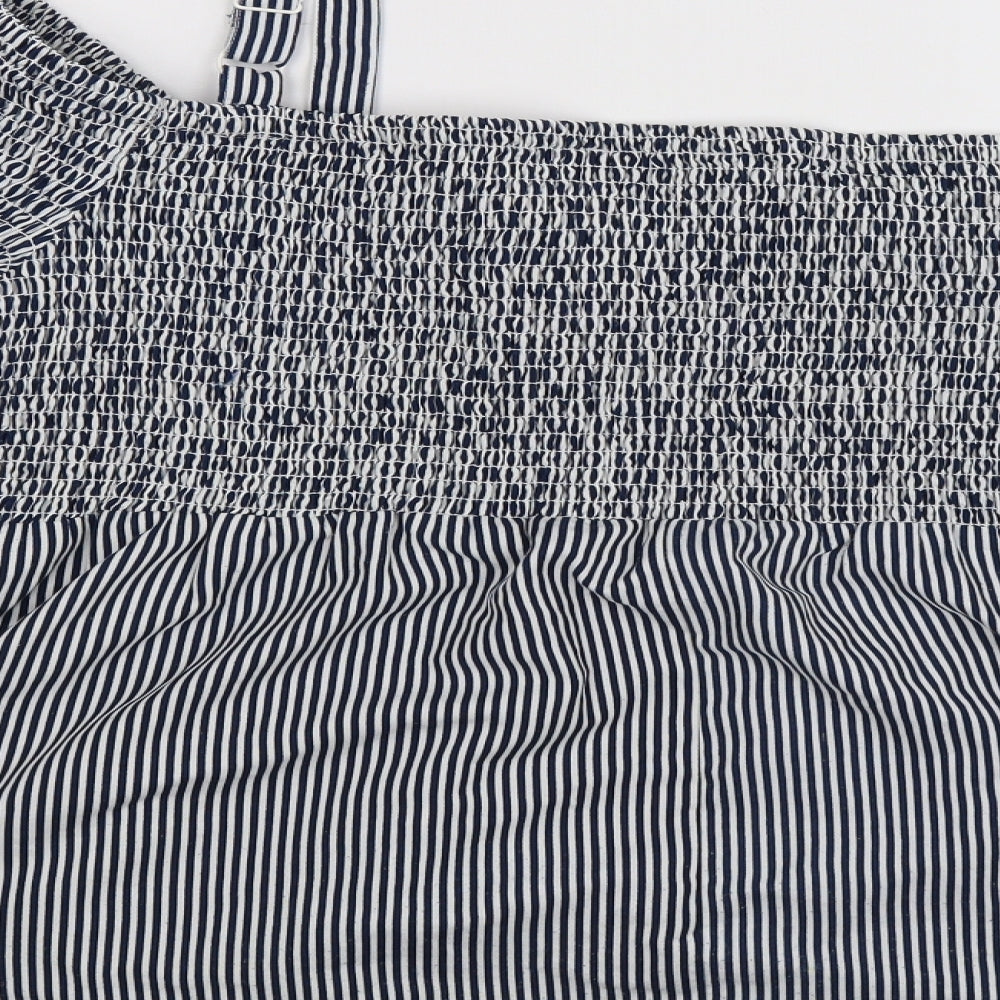 Simply Be Womens Blue Striped  Basic Blouse Size 24