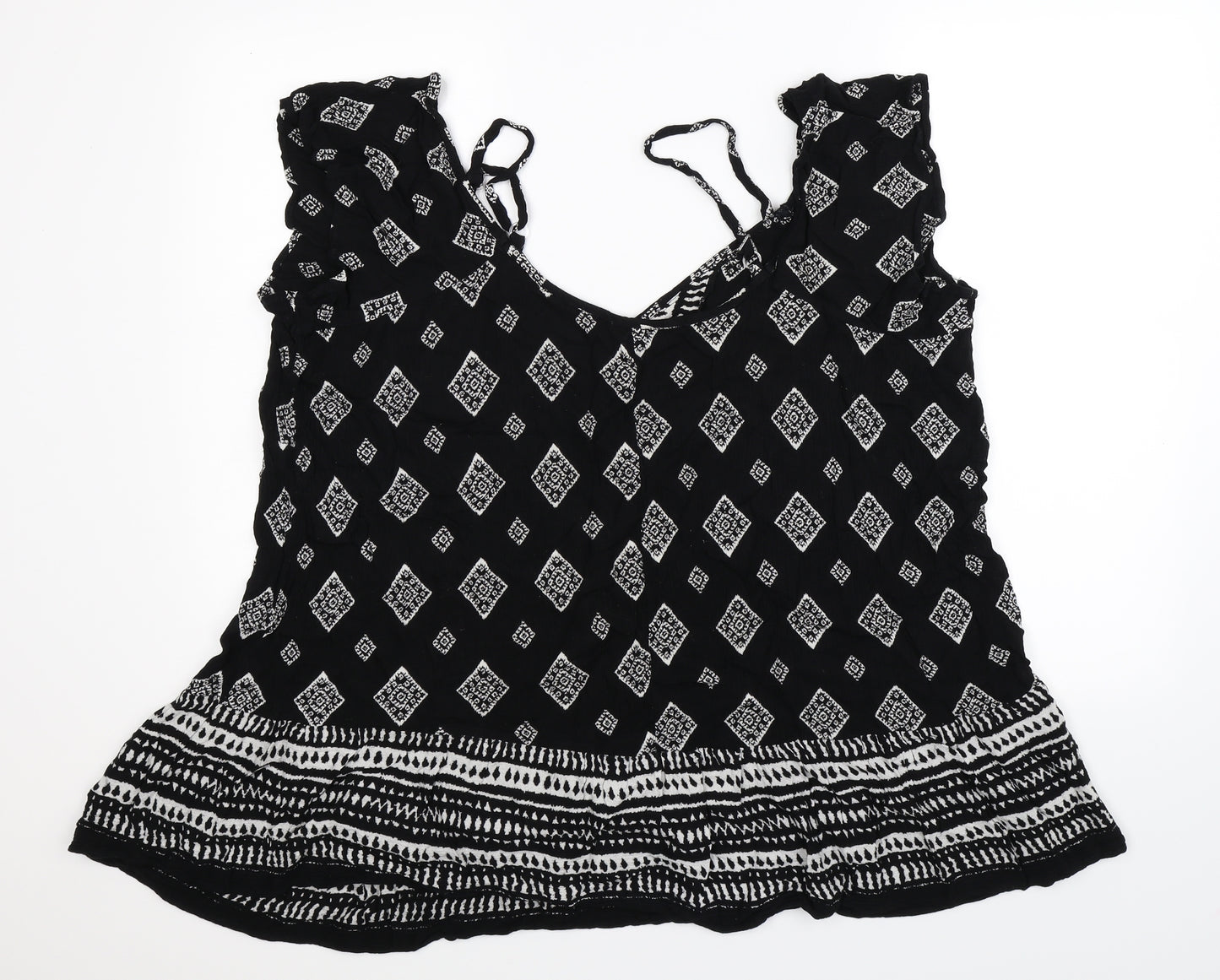 Yours Womens Black Geometric  Basic Blouse Size 28