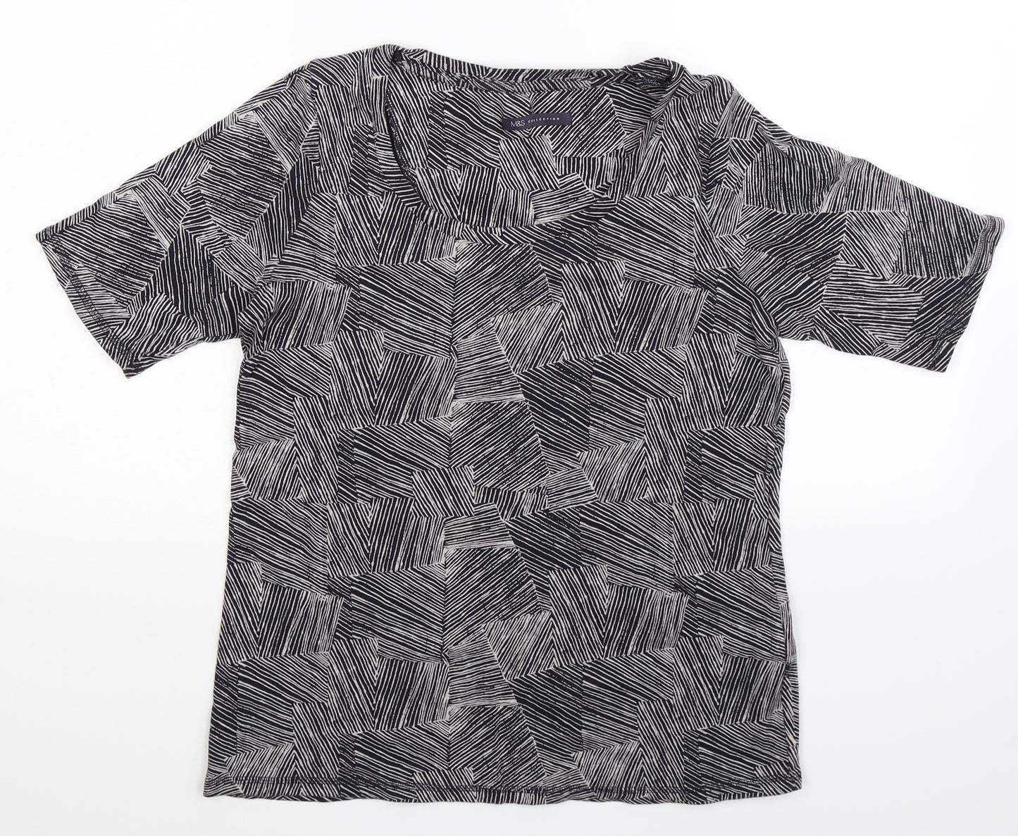 Marks and Spencer Womens Blue Striped  Basic T-Shirt Size 16