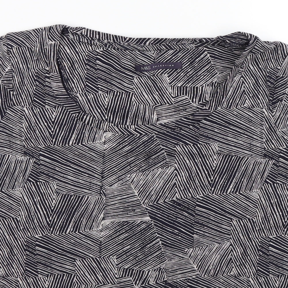 Marks and Spencer Womens Blue Striped  Basic T-Shirt Size 16