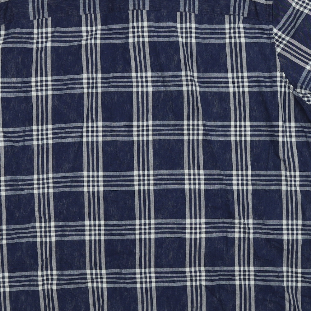 F&F Mens Blue Check   Button-Up Size 4XL