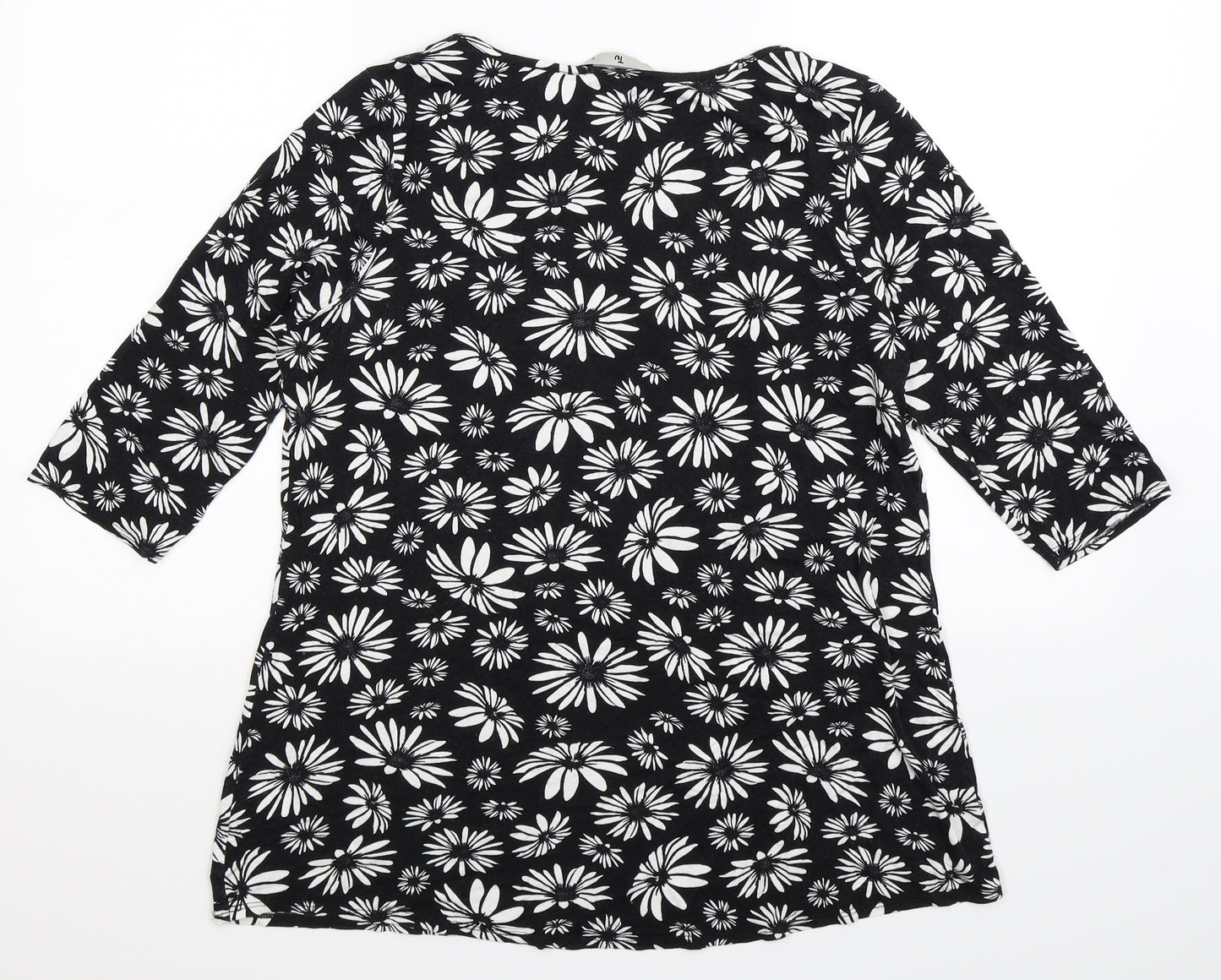 TU Womens Black Floral  Basic T-Shirt Size 16