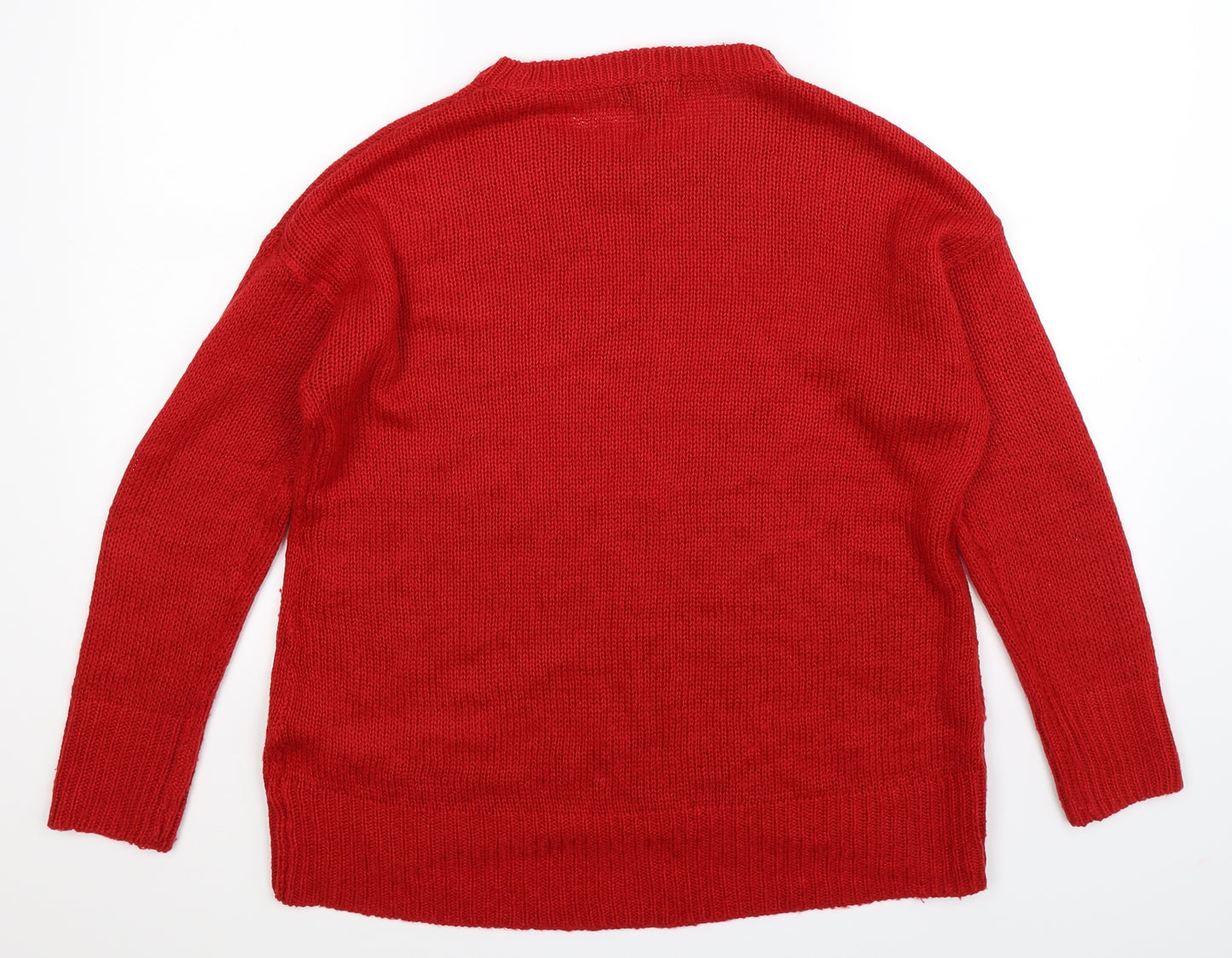 New Look Womens Red  Knit Pullover Jumper Size M