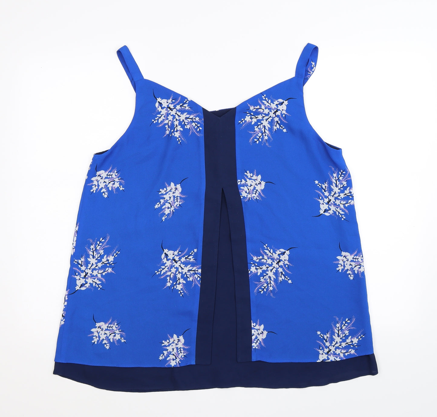 Nutmeg Womens Blue Floral  Basic Tank Size 16