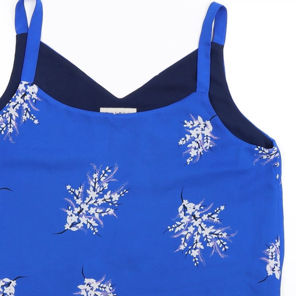 Nutmeg Womens Blue Floral  Basic Tank Size 16
