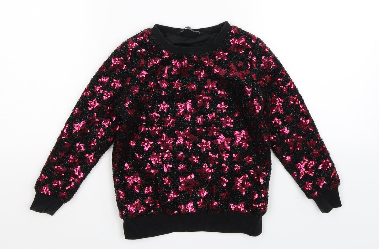 George Girls Black Geometric Knit Pullover Jumper Size 4-5 Years