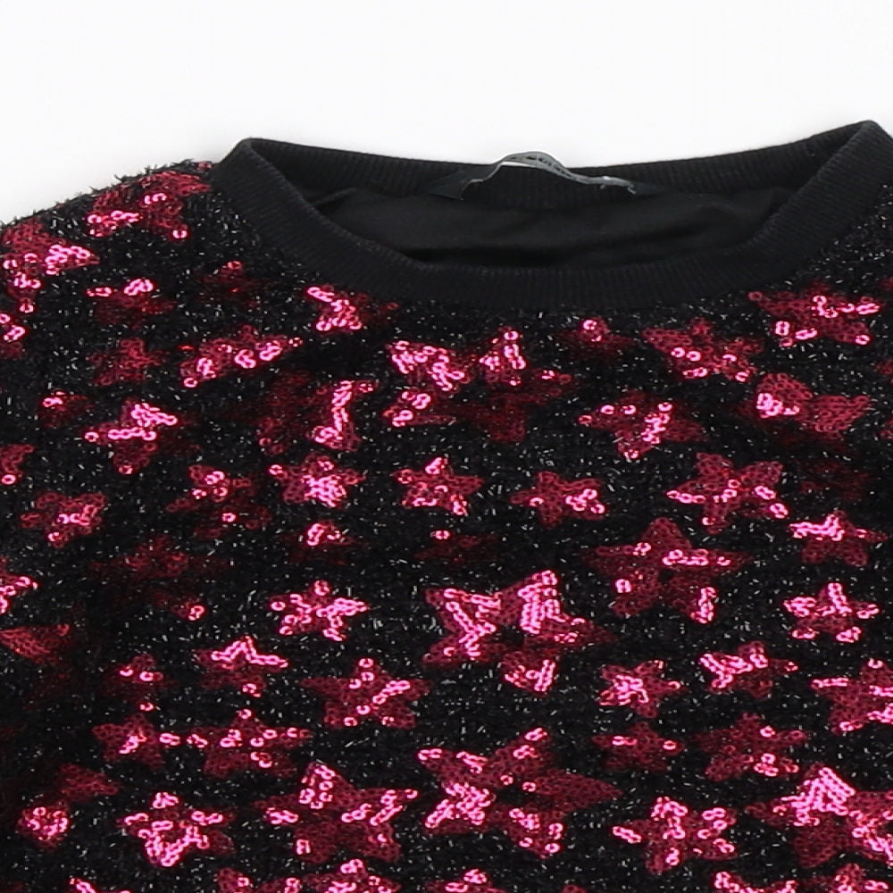 George Girls Black Geometric Knit Pullover Jumper Size 4-5 Years