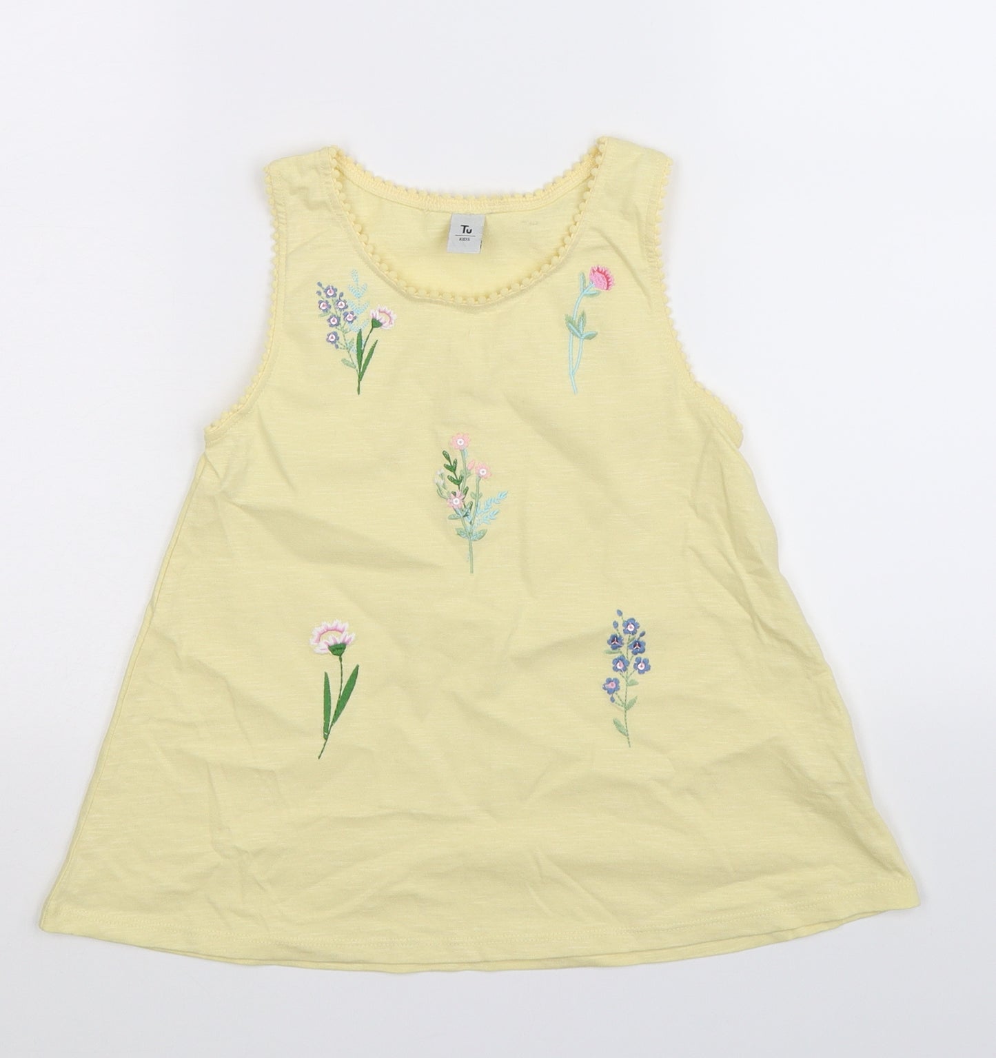 TU Girls Yellow Floral  Tank Dress  Size 7 Years