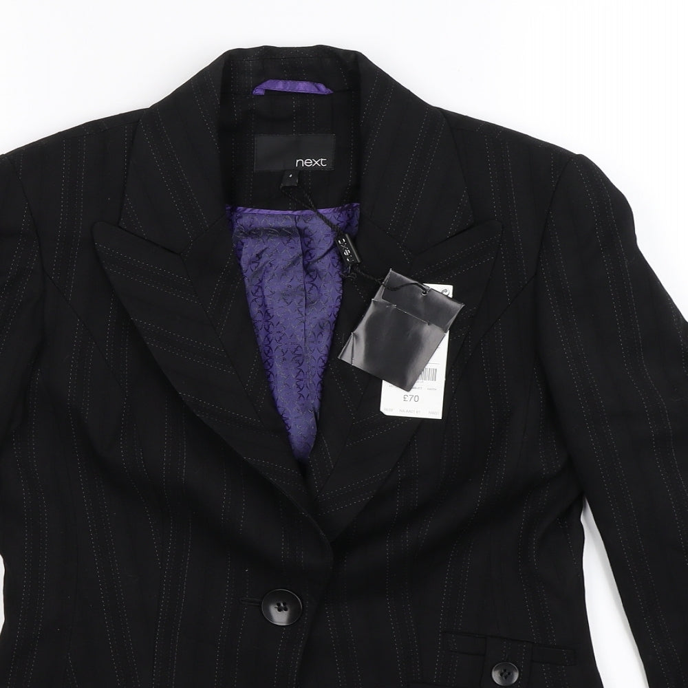 NEXT Womens Black Striped  Jacket Suit Jacket Size 8