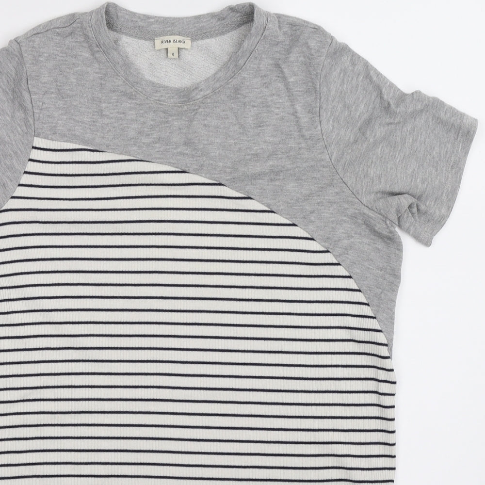 River Island Womens Multicoloured Striped  Basic T-Shirt Size 8