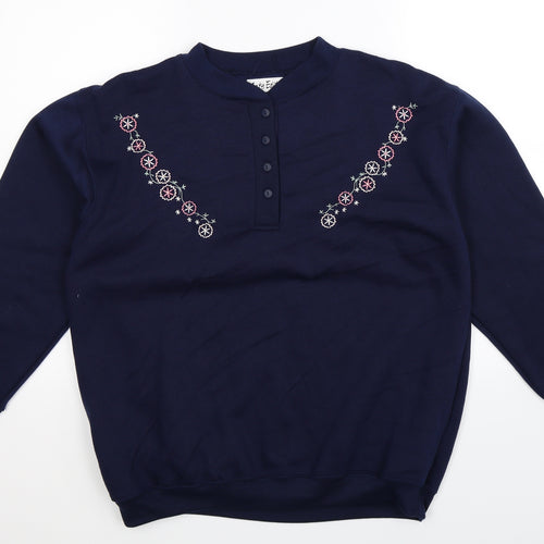 Late Edition Womens Blue Floral  Pullover Sweatshirt Size M  - Oversized