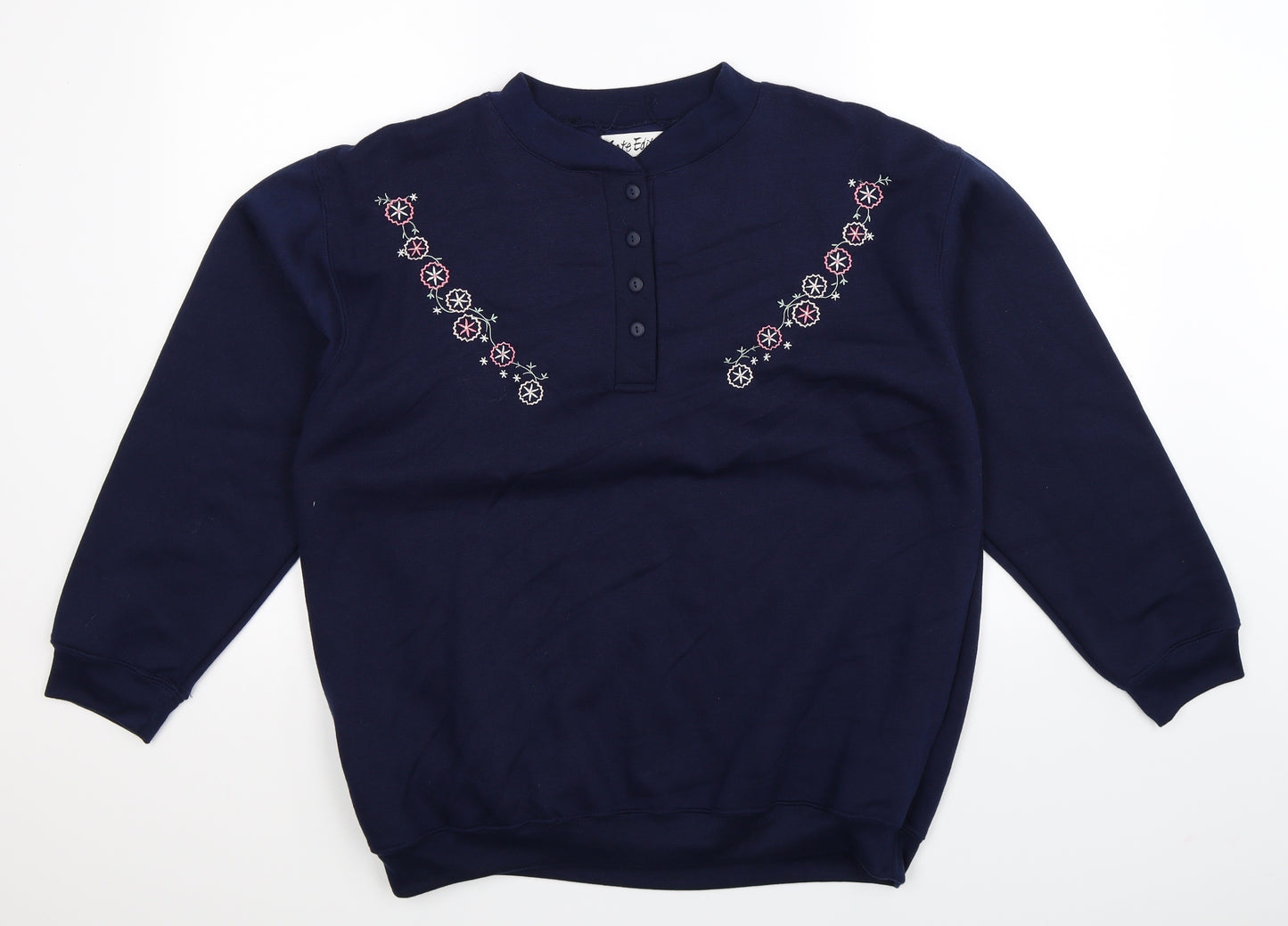 Late Edition Womens Blue Floral  Pullover Sweatshirt Size M  - Oversized