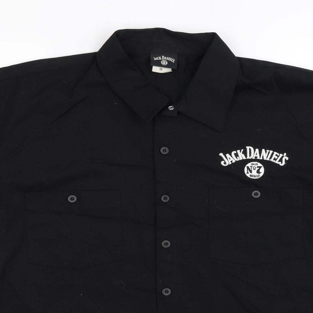 Jack Daniels Mens Black    Button-Up Size M