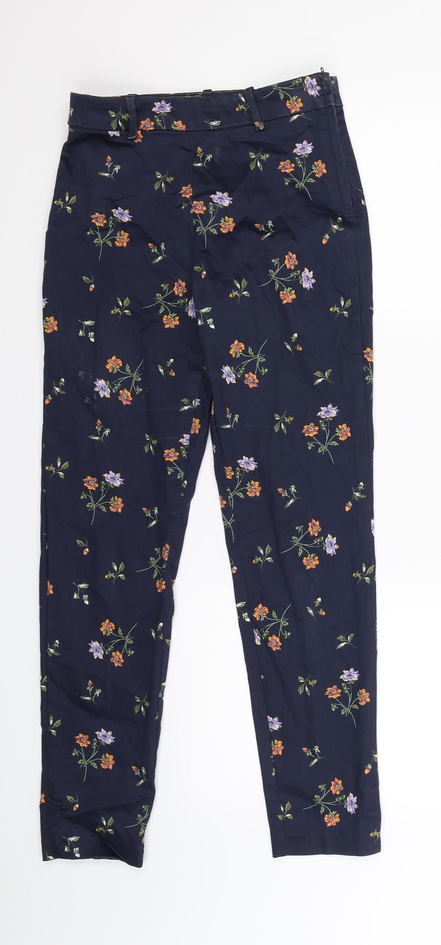 H&M Womens Blue Floral  Trousers  Size 8 L28 in