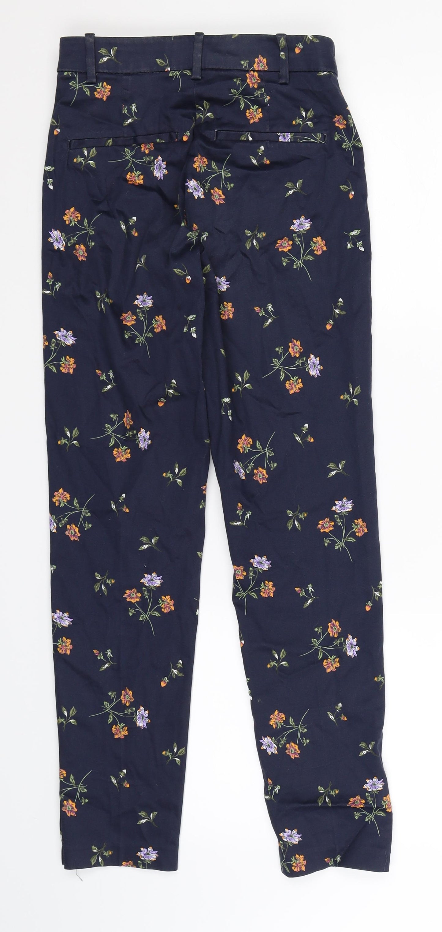 H&M Womens Blue Floral  Trousers  Size 8 L28 in