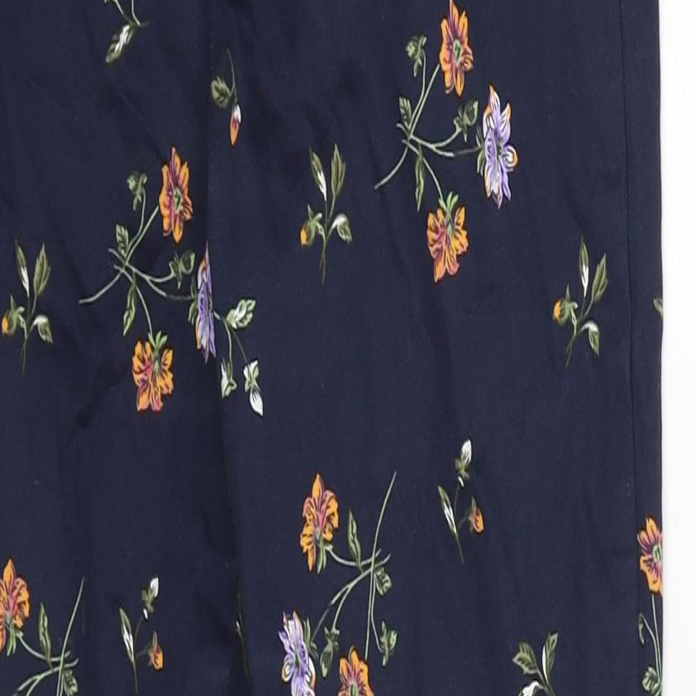 H&M Womens Blue Floral  Trousers  Size 8 L28 in