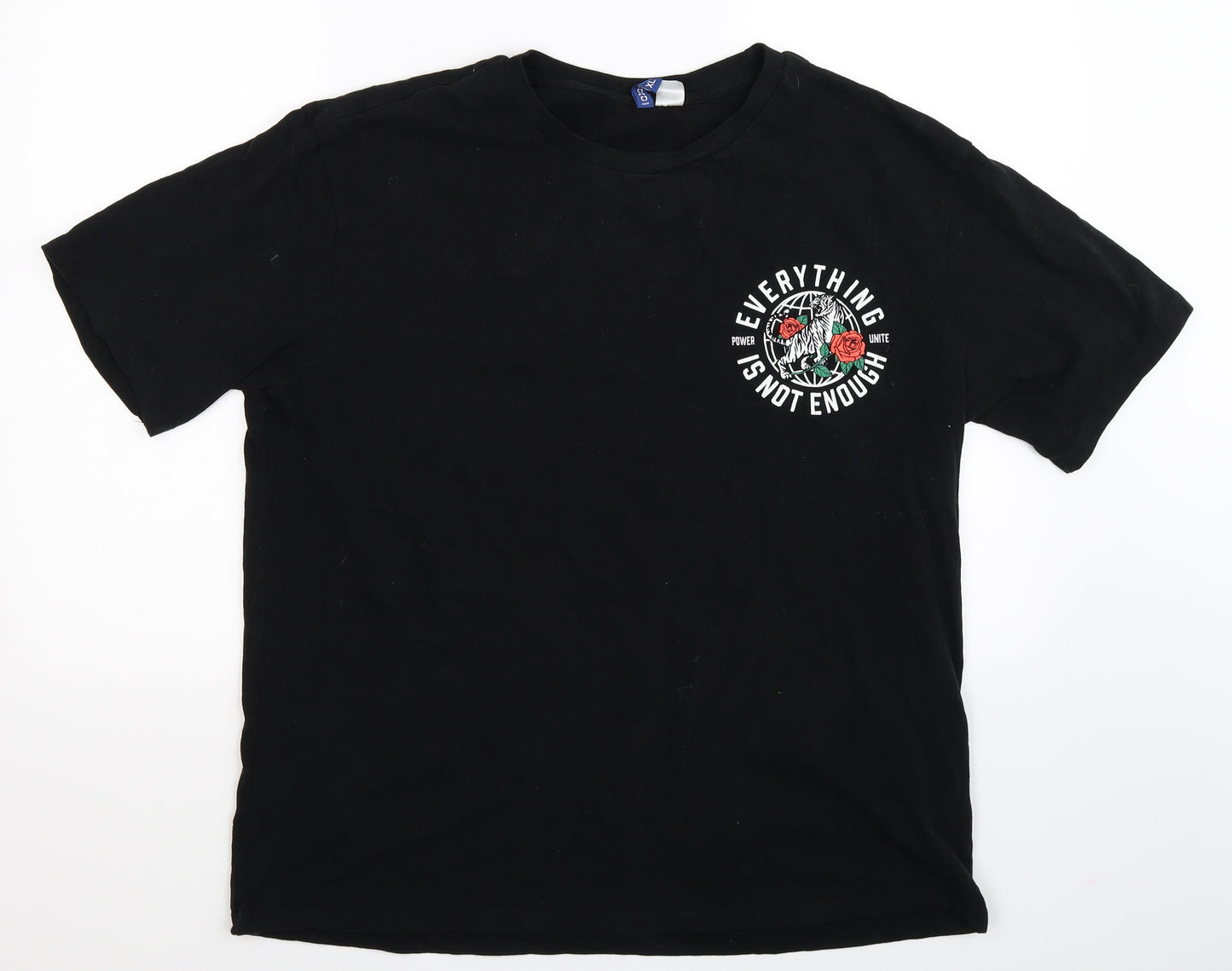 Divided Mens Black Floral   T-Shirt Size XL