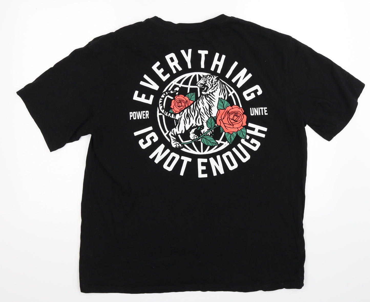 Divided Mens Black Floral   T-Shirt Size XL