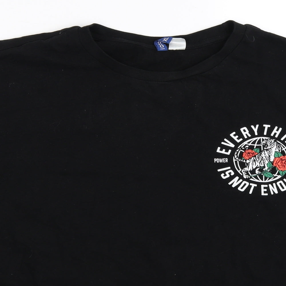 Divided Mens Black Floral   T-Shirt Size XL