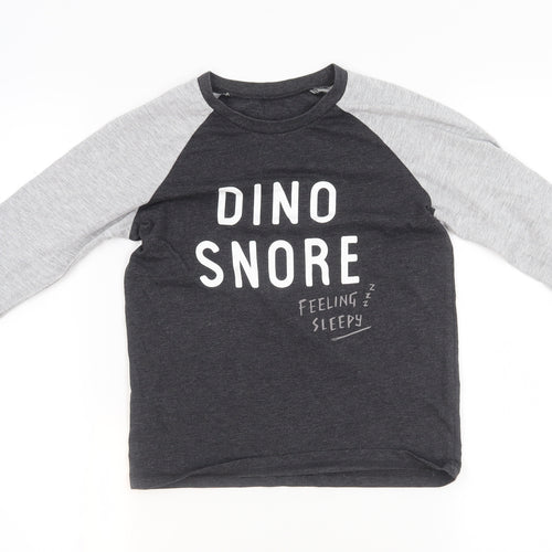 George Boys Grey Solid   Pyjama Top Size 8-9 Years  - Dino snore graphic