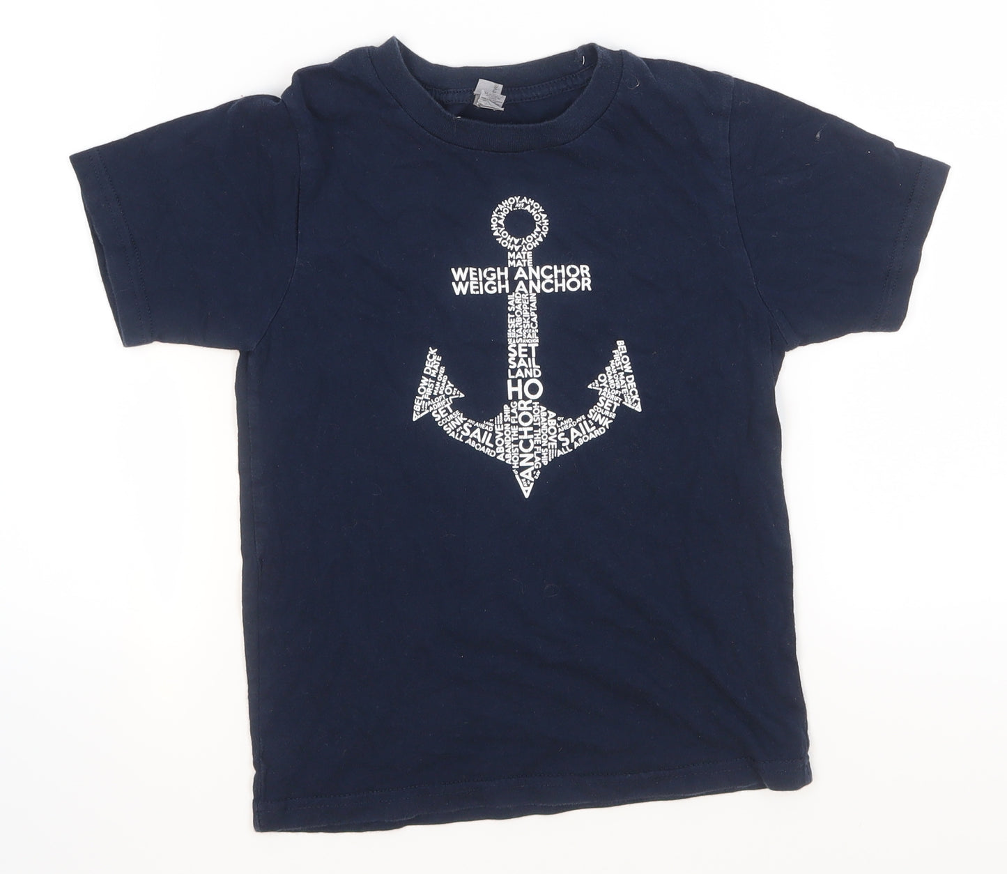 Next Level Boys Blue   Basic T-Shirt Size 7-8 Years  - weight anchor