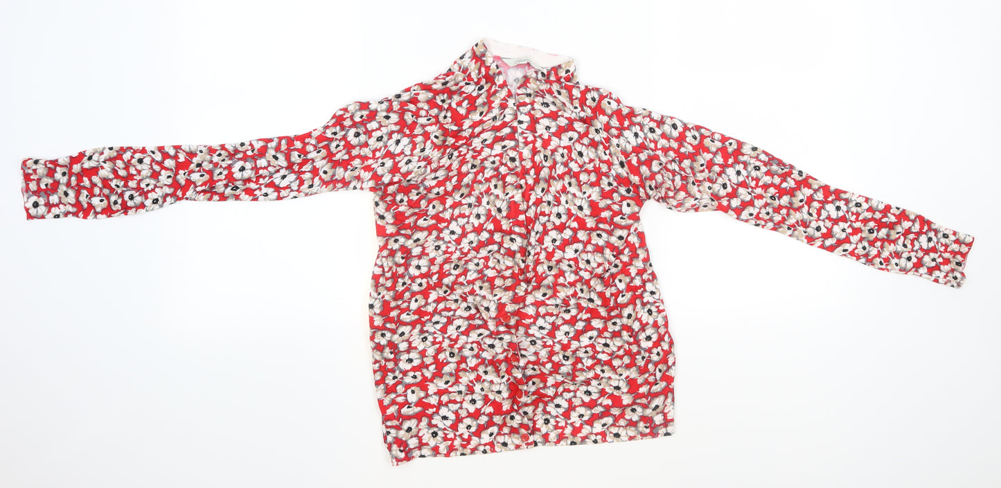 Peacocks Womens Red Floral  Cardigan Jumper Size 14