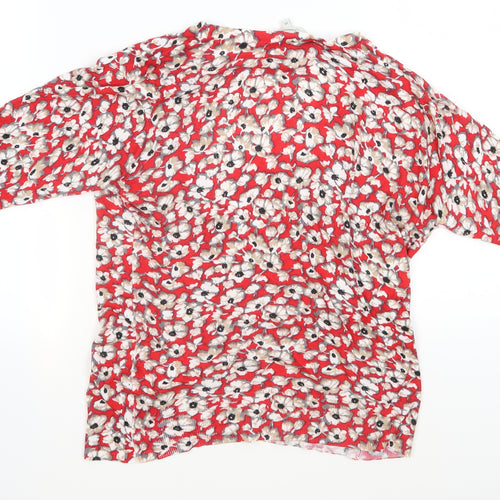 Peacocks Womens Red Floral  Cardigan Jumper Size 14