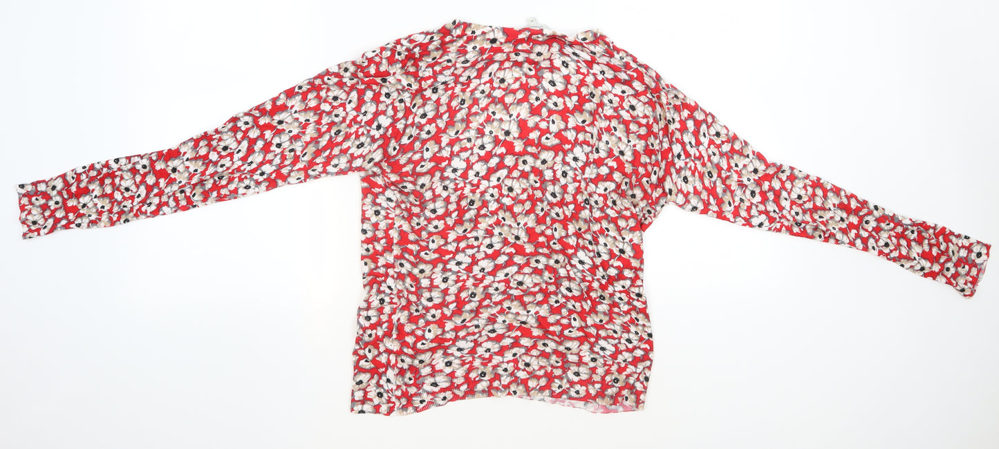 Peacocks Womens Red Floral  Cardigan Jumper Size 14
