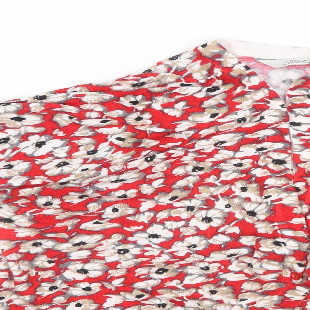 Peacocks Womens Red Floral  Cardigan Jumper Size 14