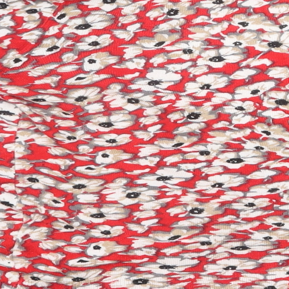 Peacocks Womens Red Floral  Cardigan Jumper Size 14