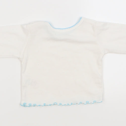 first needs  White   Basic T-Shirt Size 3-6 Months  - flowers on arms
