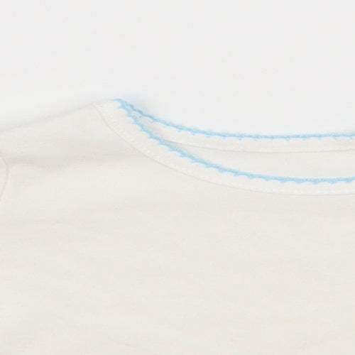 first needs  White   Basic T-Shirt Size 3-6 Months  - flowers on arms