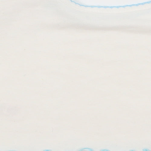 first needs  White   Basic T-Shirt Size 3-6 Months  - flowers on arms