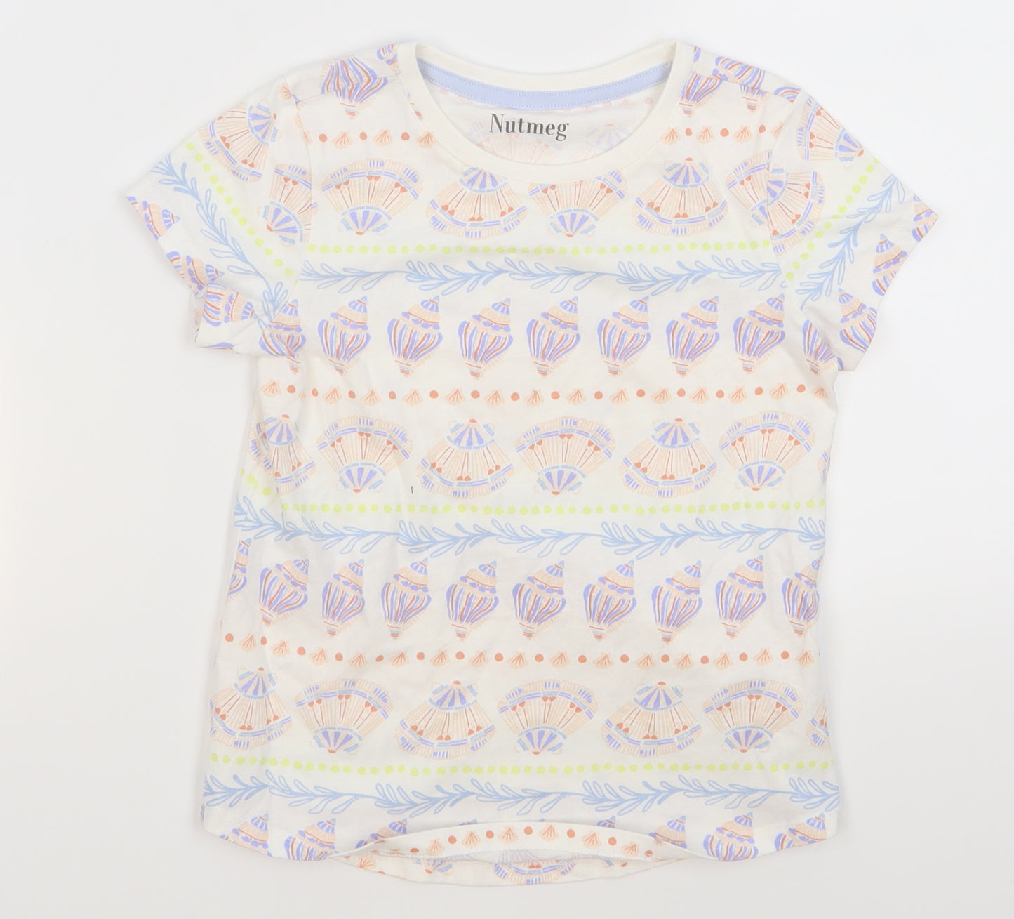 Nutmeg Girls White Geometric  Basic T-Shirt Size 9-10 Years