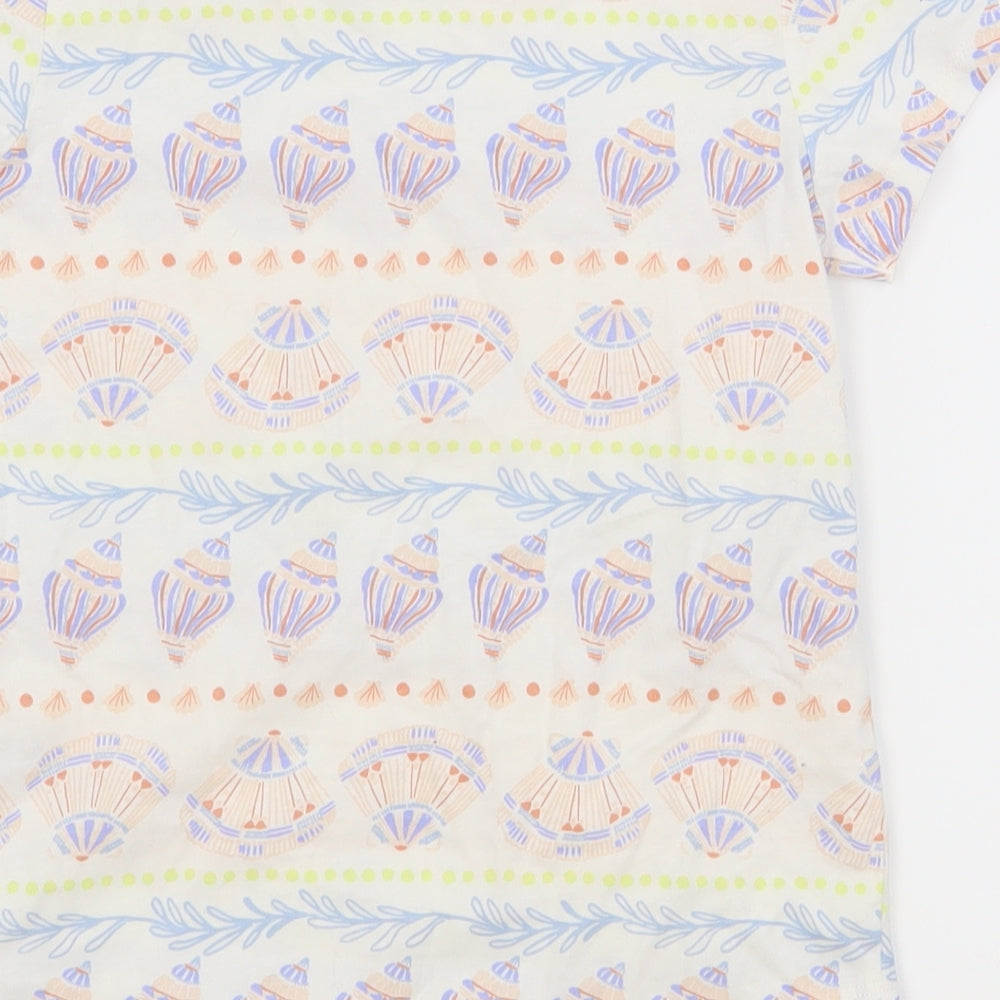 Nutmeg Girls White Geometric  Basic T-Shirt Size 9-10 Years