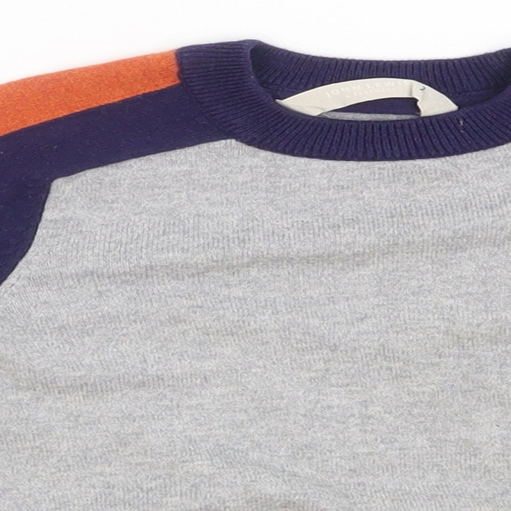 John Lewis Boys Grey Striped  Pullover Jumper Size 2 Years  - orange blue stripes