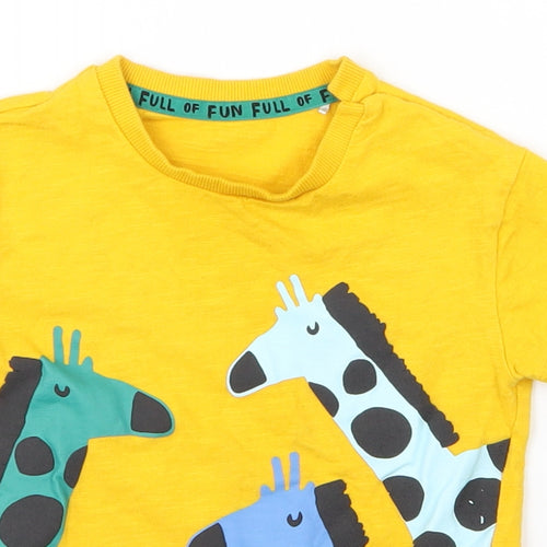 Mini Club Boys Yellow   Basic T-Shirt Size 18-24 Months  - giraffes