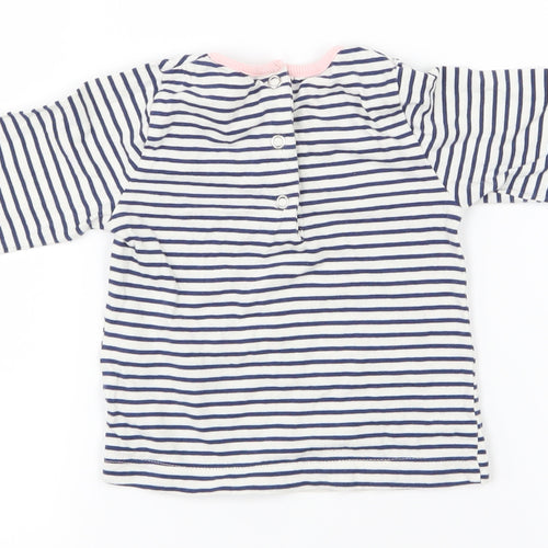 the kids divison Girls White Striped  Basic T-Shirt Size 9-12 Months