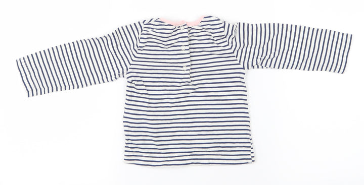 the kids divison Girls White Striped Basic T-Shirt Size 9-12 Months