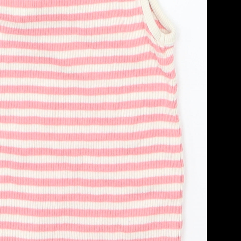 Matalan Girls Pink   Basic Tank Size 18-24 Months  - flower on front