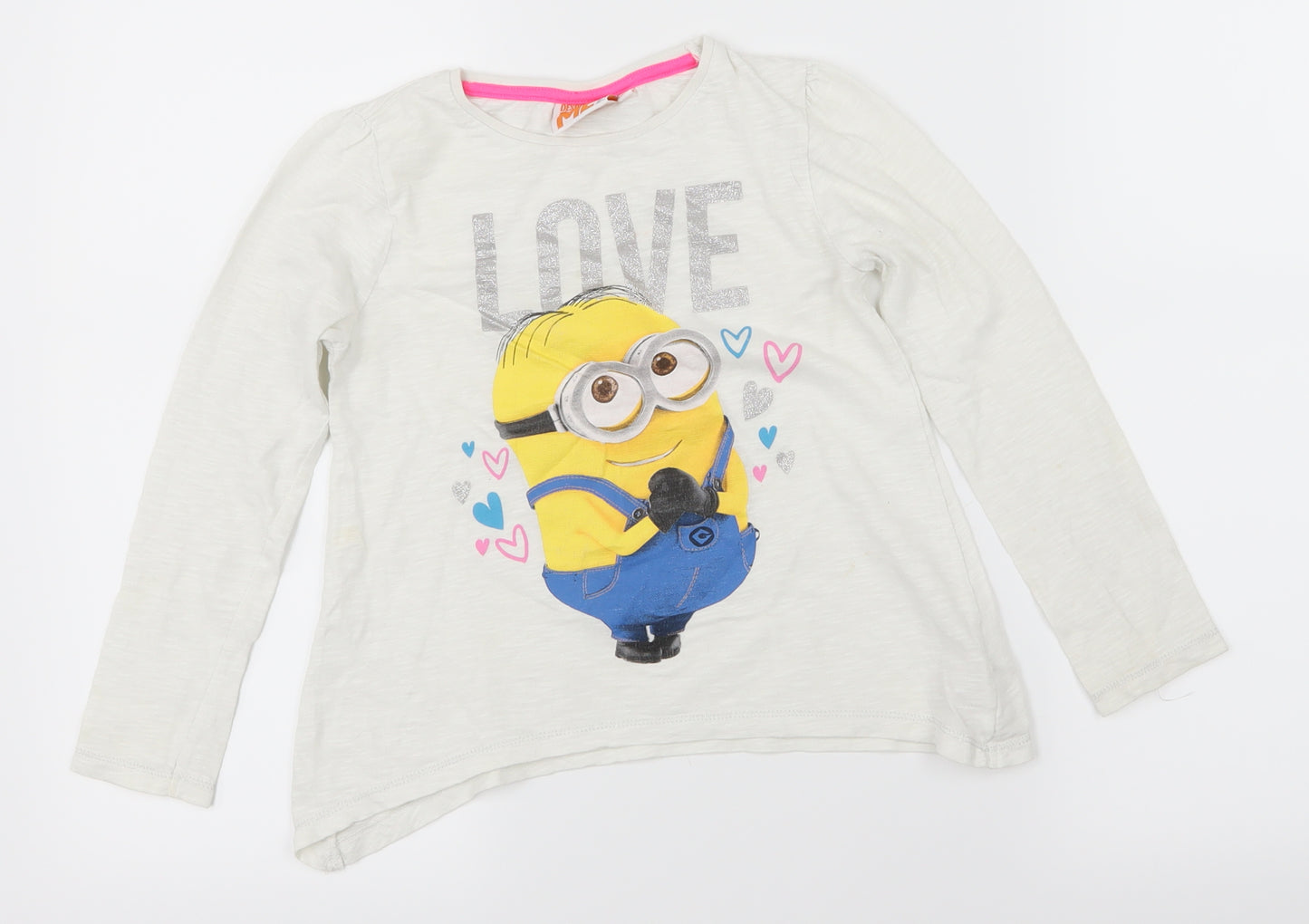 Despicable Me Girls Grey   Basic T-Shirt Size 6-7 Years  - minion love