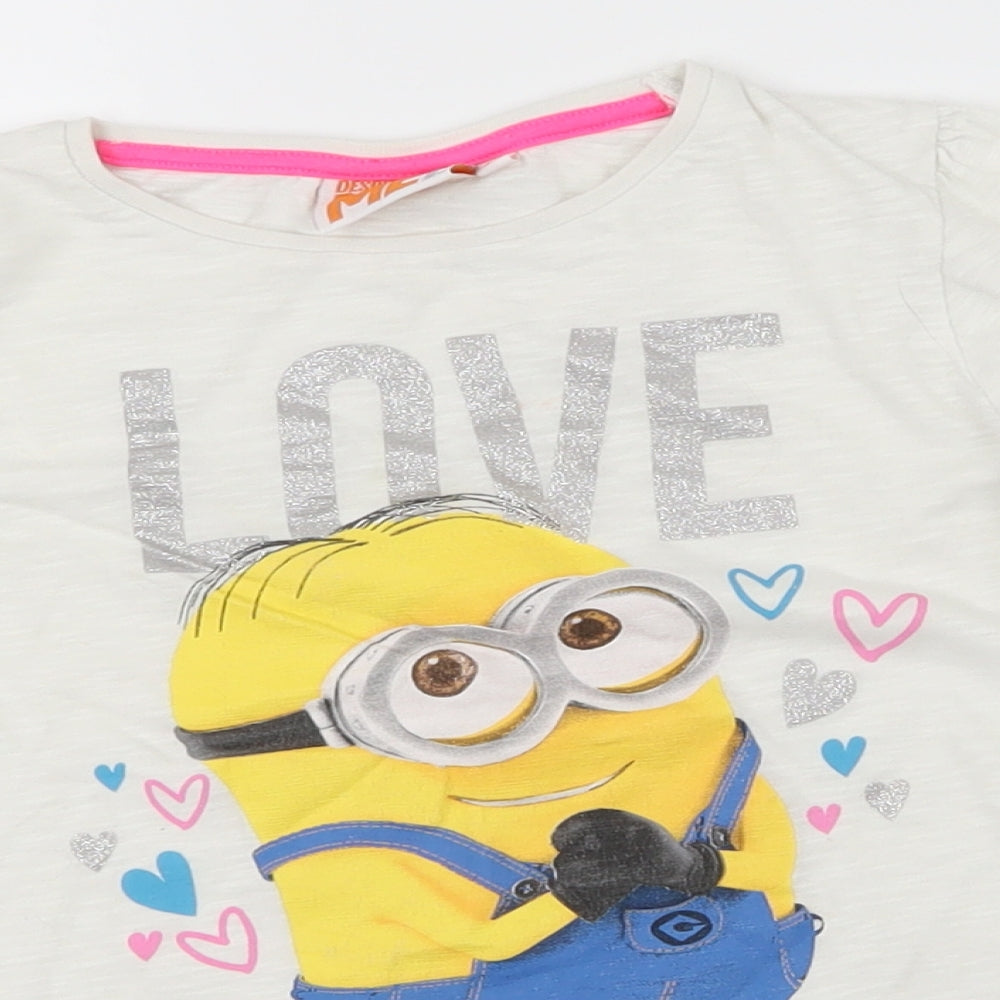 Despicable Me Girls Grey   Basic T-Shirt Size 6-7 Years  - minion love