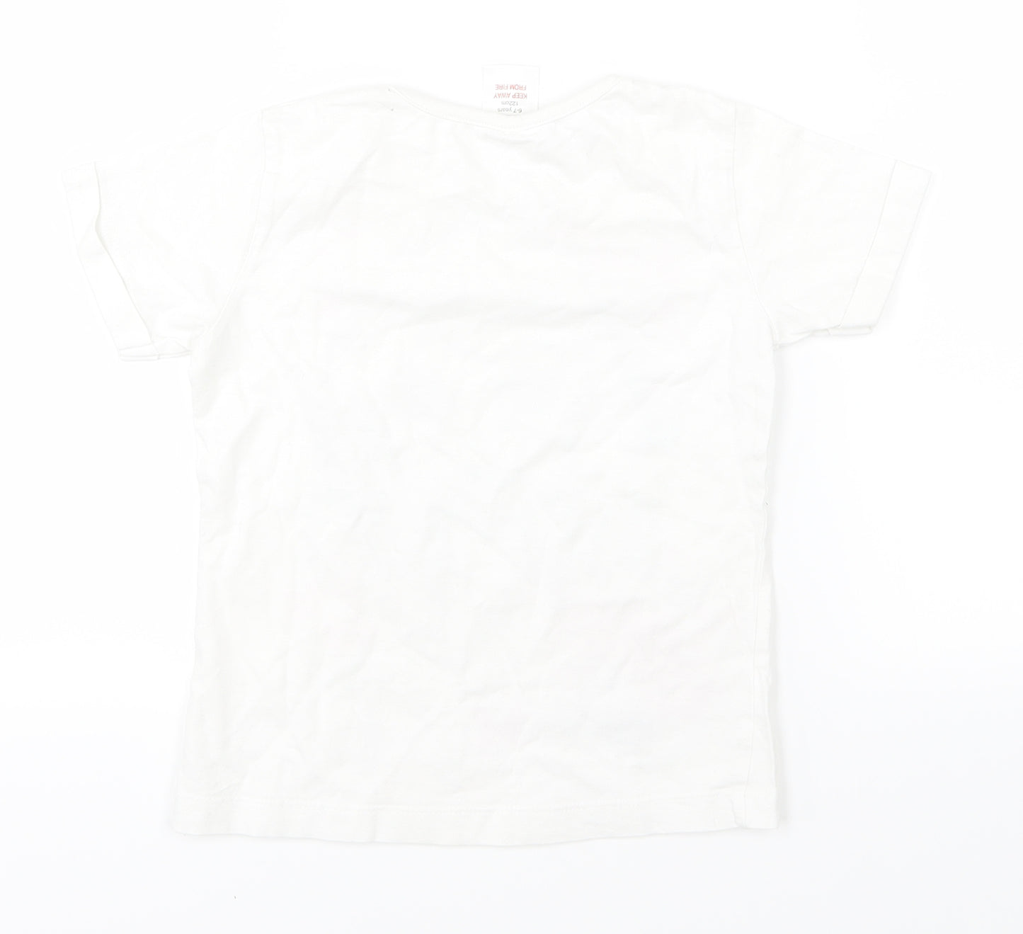 m& co Girls White   Basic T-Shirt Size 6-7 Years  - super